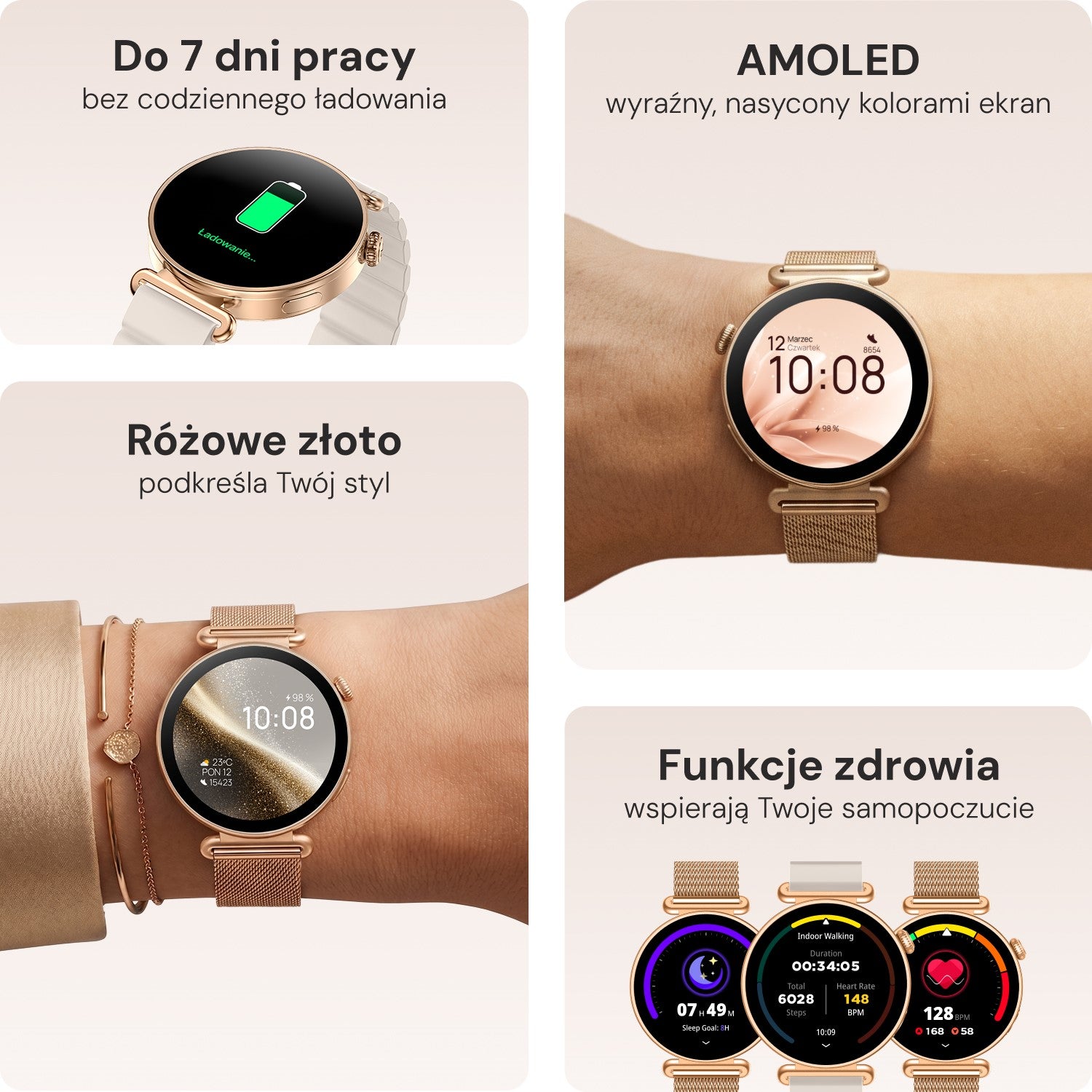 Forever smartwatch Rosadust SB-380 rosegold