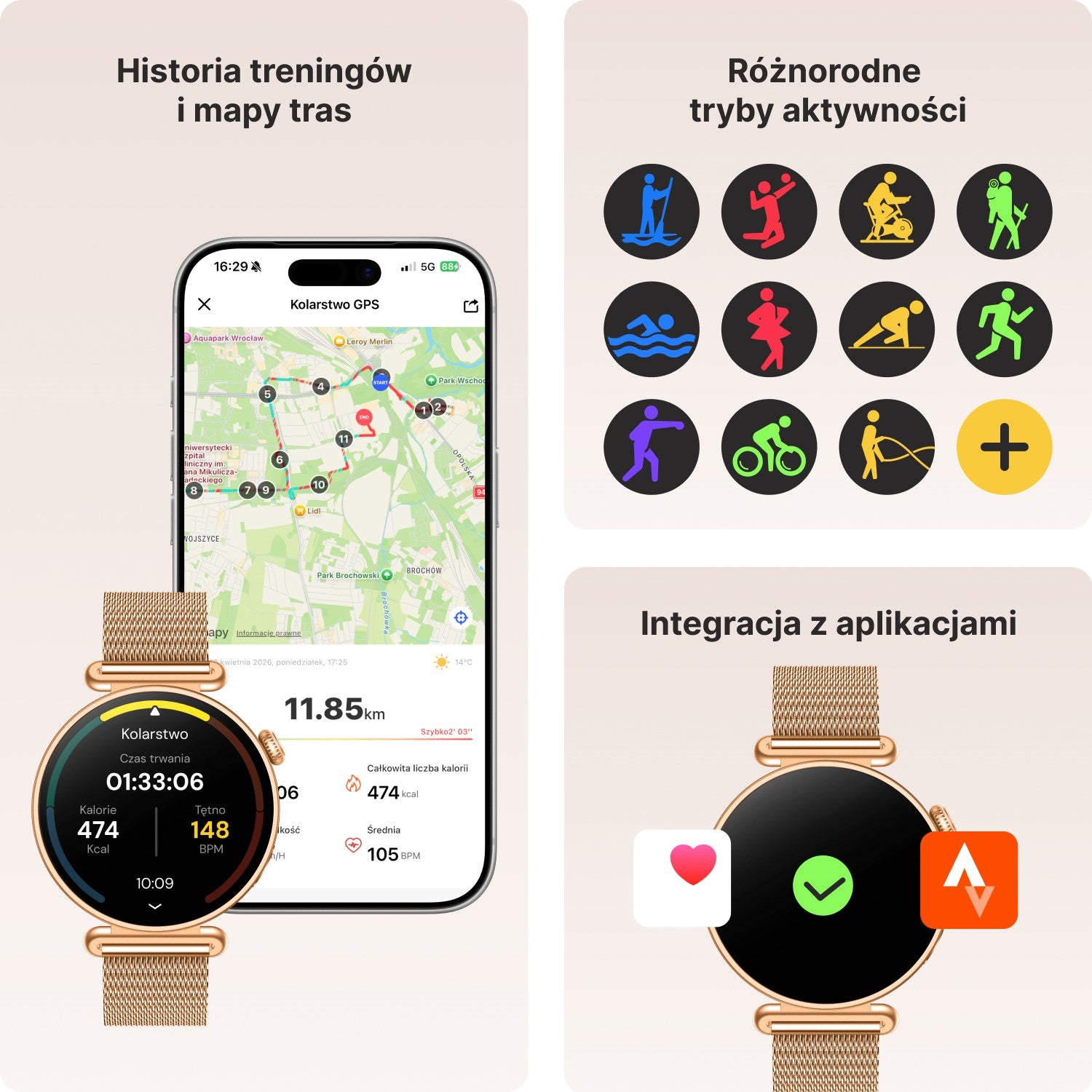 Forever smartwatch Rosadust SB-380 rosegold