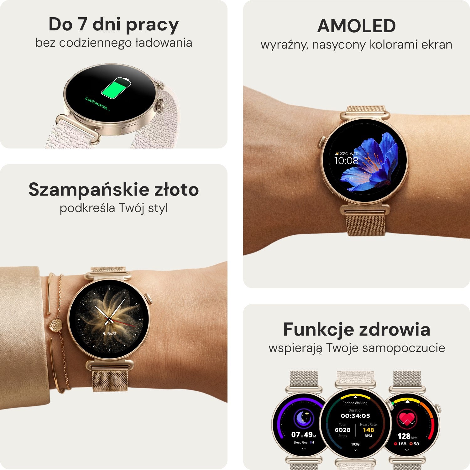 Forever smartwatch Bloomdust SB-380 champagne gold