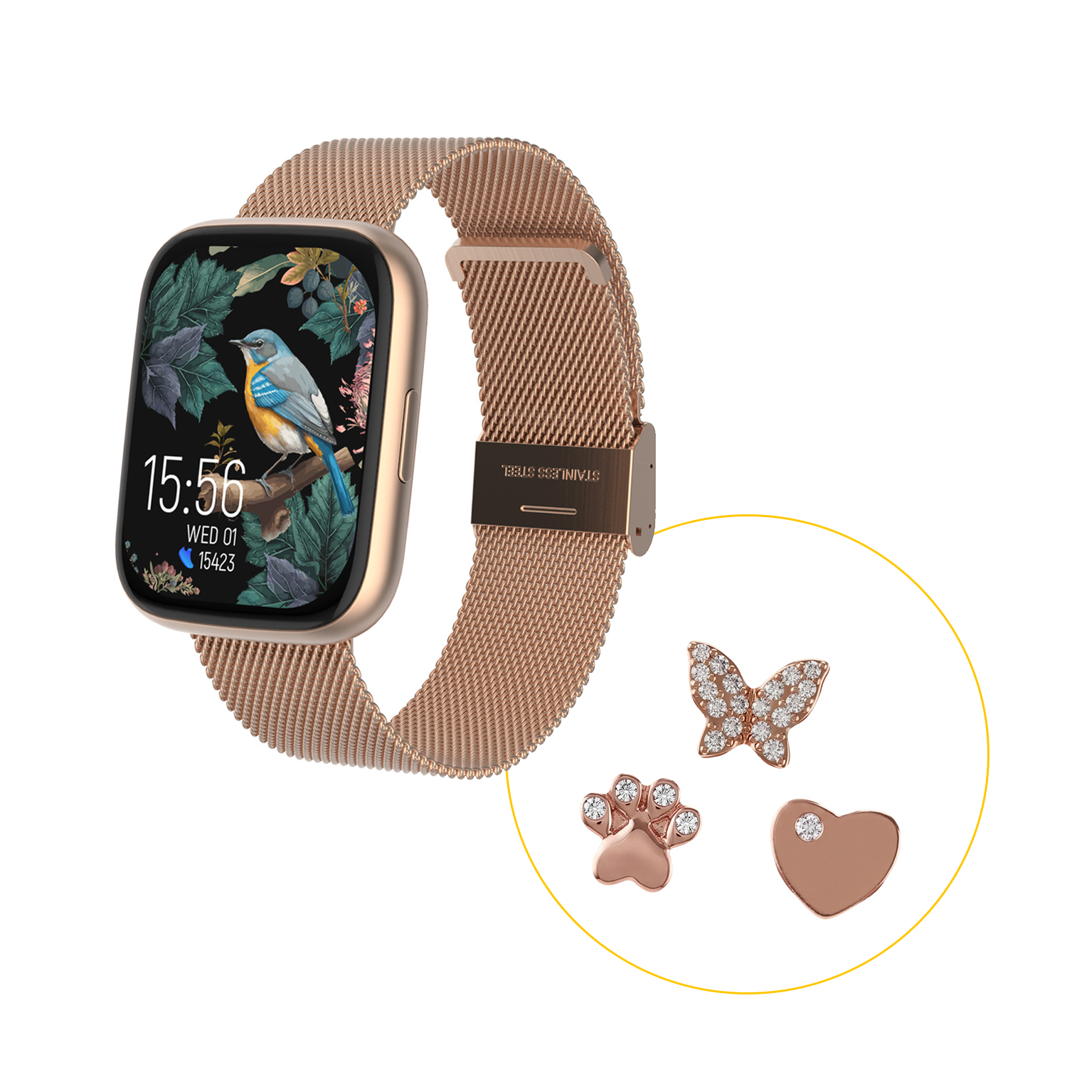 Forever smartwatch SW-330 ForeVigo 4 with charms rose gold