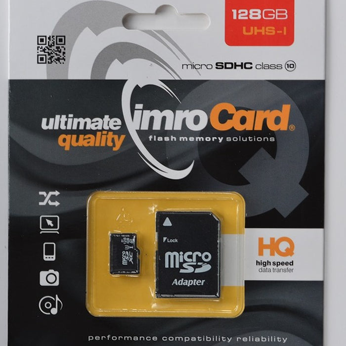 Carte mémoire Imro microSDHC 128GB classe 10 UHS-I + adaptateur