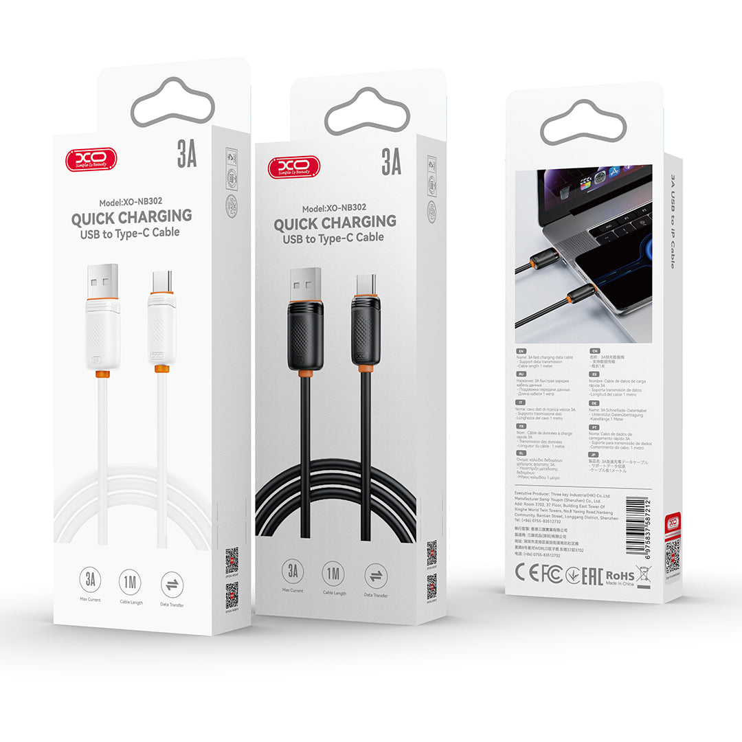 XO cable NB302 USB - USB-C 1,0m 3A white
