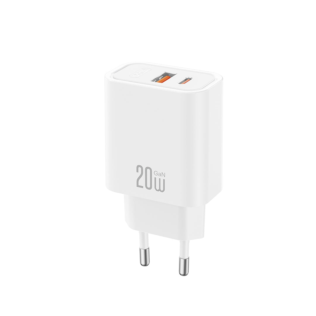 XO wall charger CE40 PD 20W 1x USB-C 1x USB white