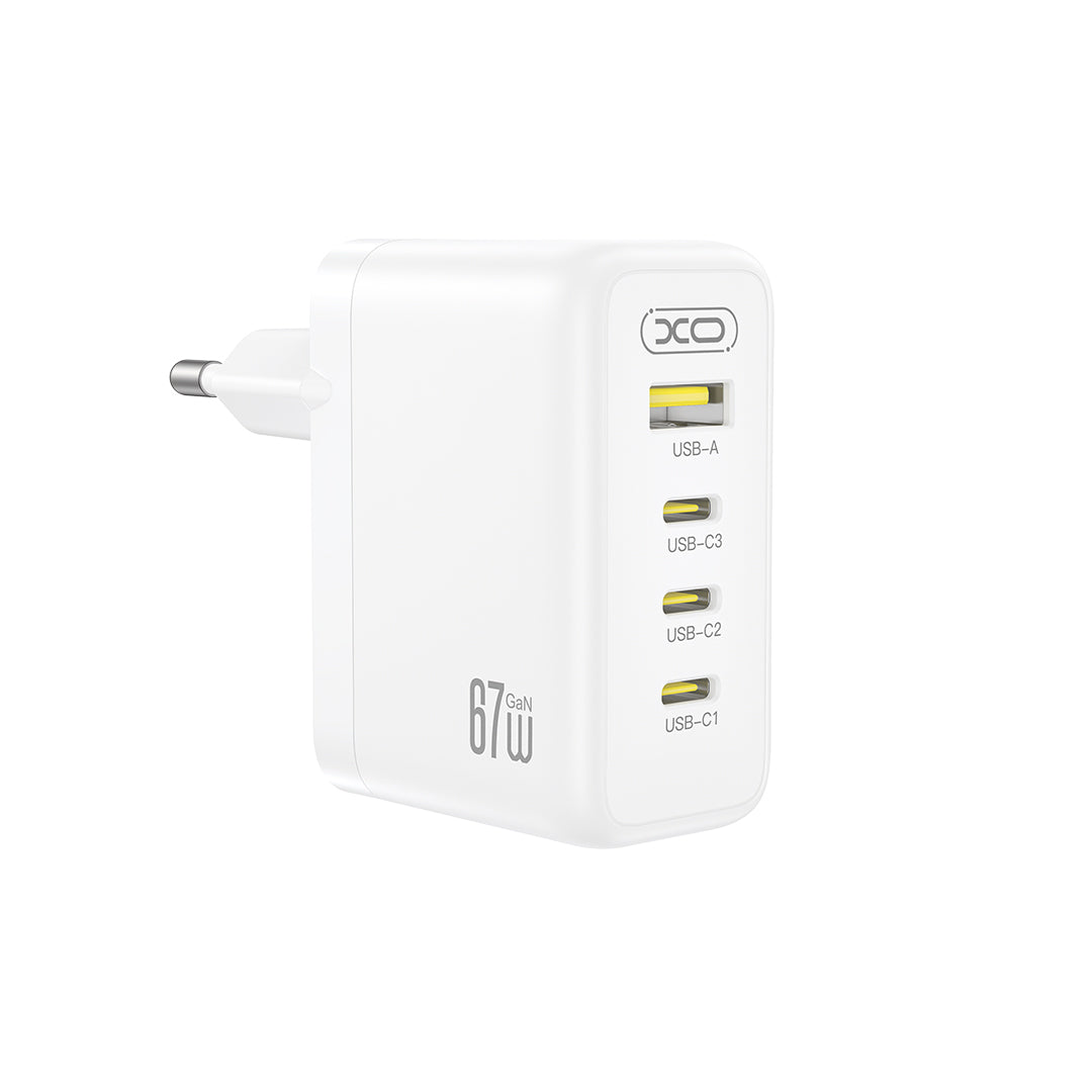 XO wall charger CE39 PD 67W 3x USB-C 1x USB white