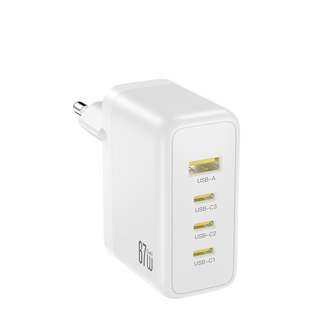 XO wall charger CE39 PD 67W 3x USB-C 1x USB white