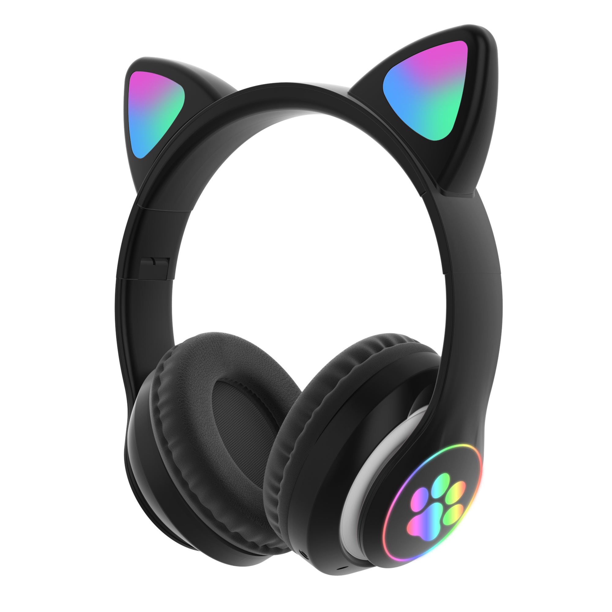 SŁUCHAWKI DLA DZIECI BLUETOOTH LED / KOCIE USZY,  BLACK / CZARNY