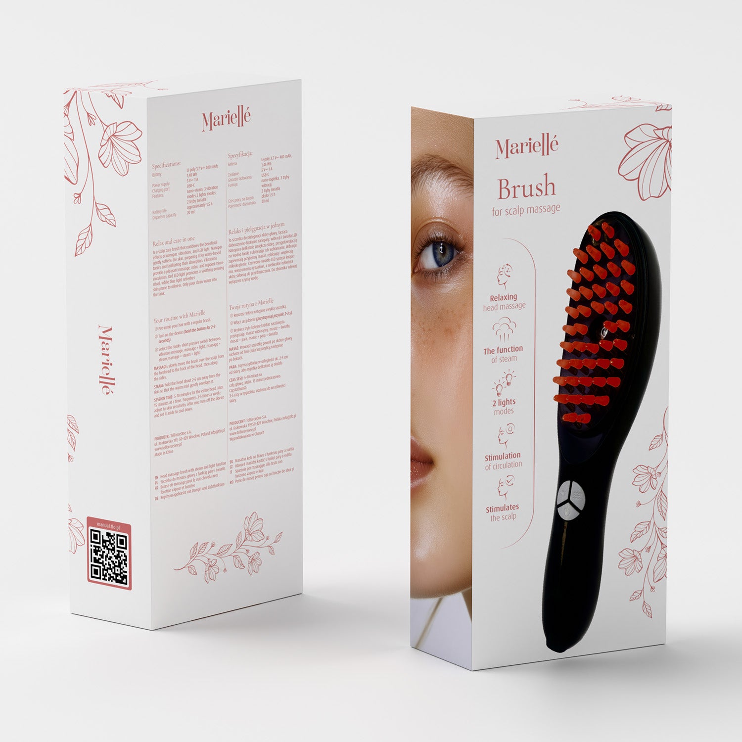 Marielle head massage brush with steam and light function MSMPS black