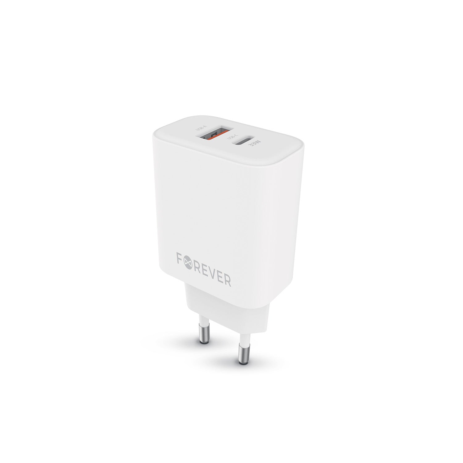 Forever TC-09-33AC GaN PD QC charger 1x USB-C 1x USB 33W white