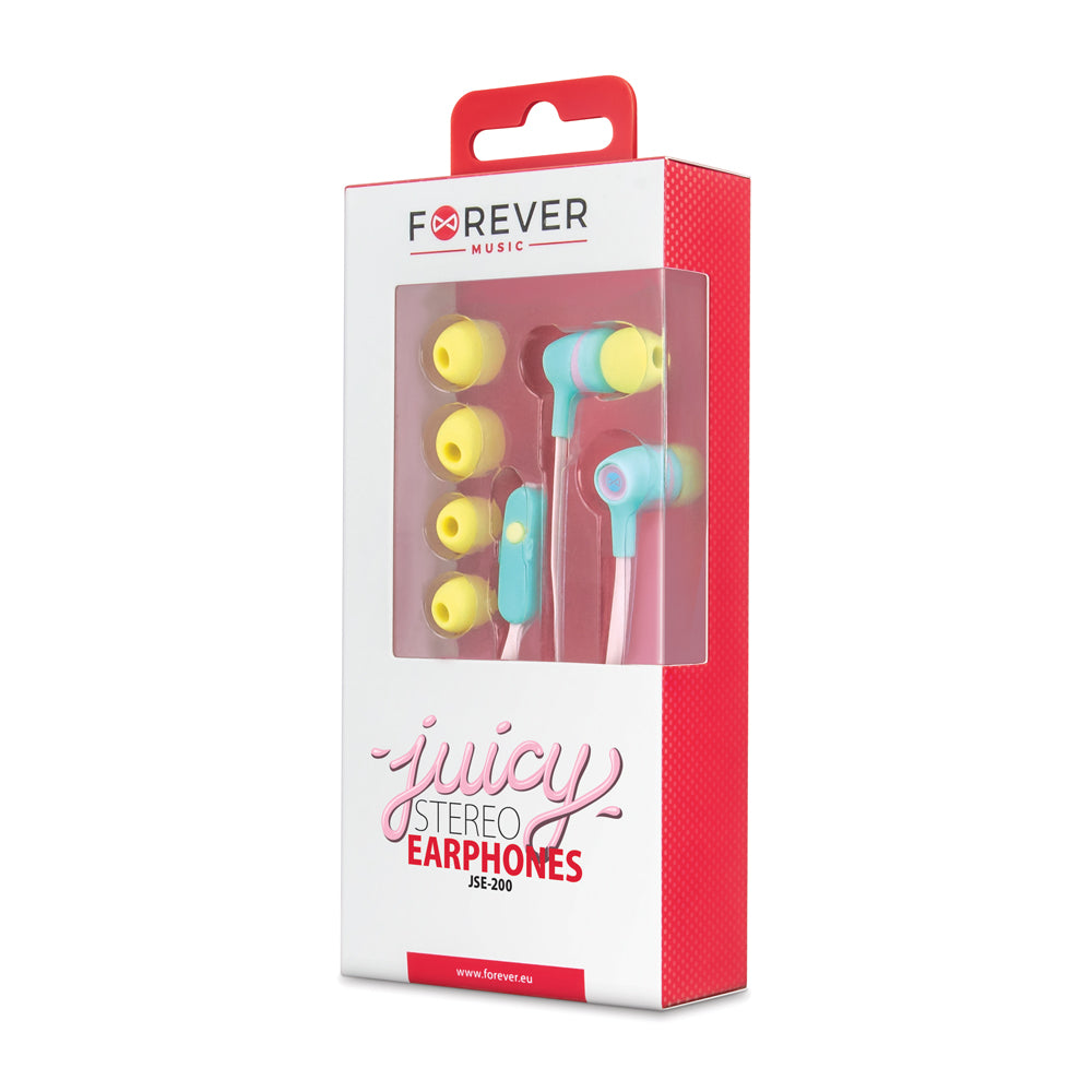 Forever wired earphones JSE-200 jack 3,5mm pink pastel